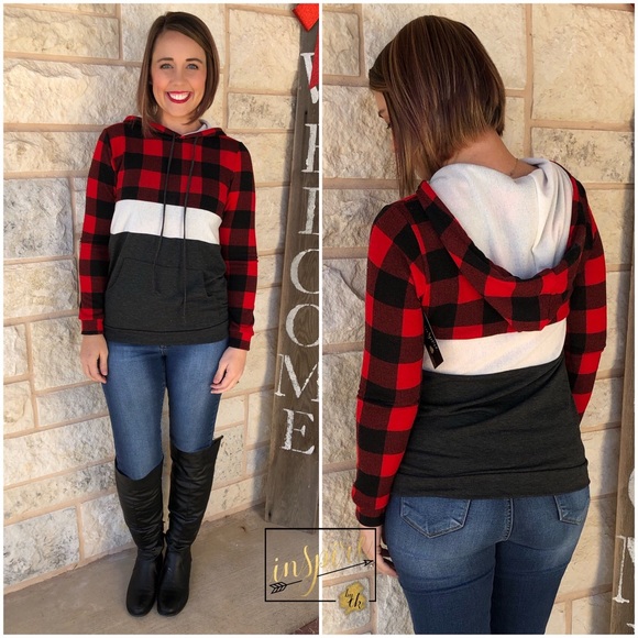 Tops - Buffalo Plaid Hoodie